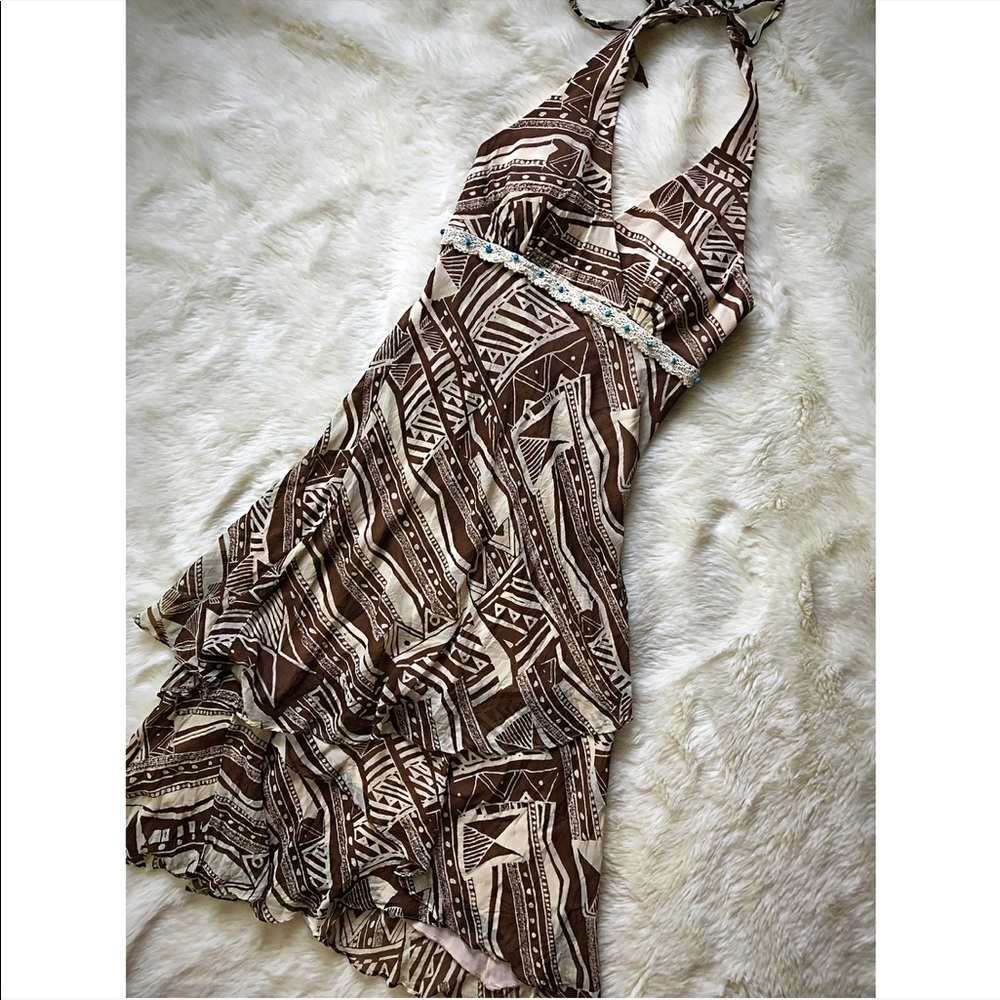 SIGNATURE BY SANGRIA Ruffled Halter Dress